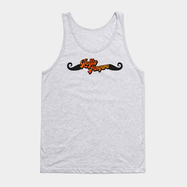 Retro Rollie Fingers Handlebar Mustache Tribute Tank Top by darklordpug